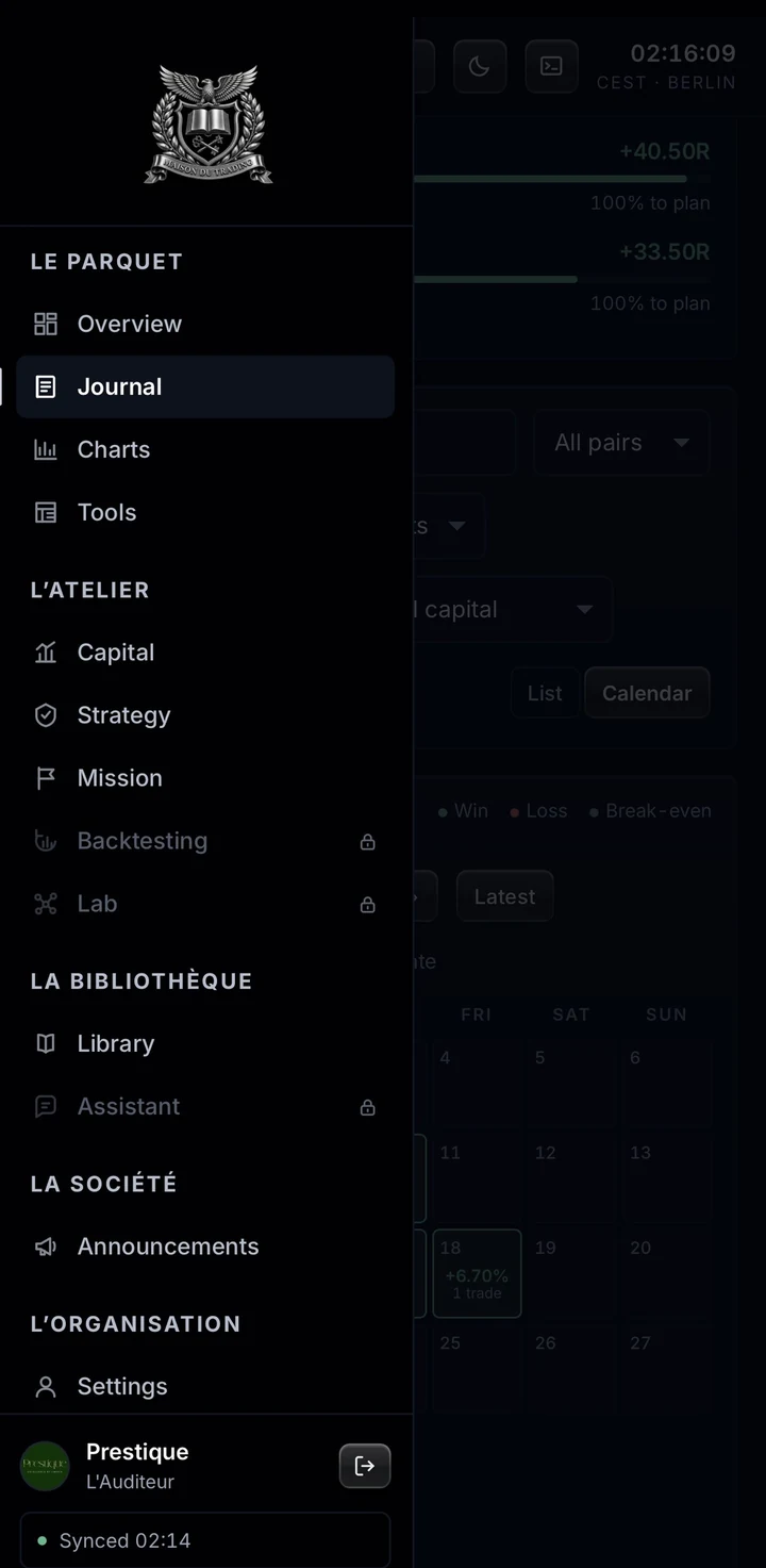 The platform on a phone, dark mode